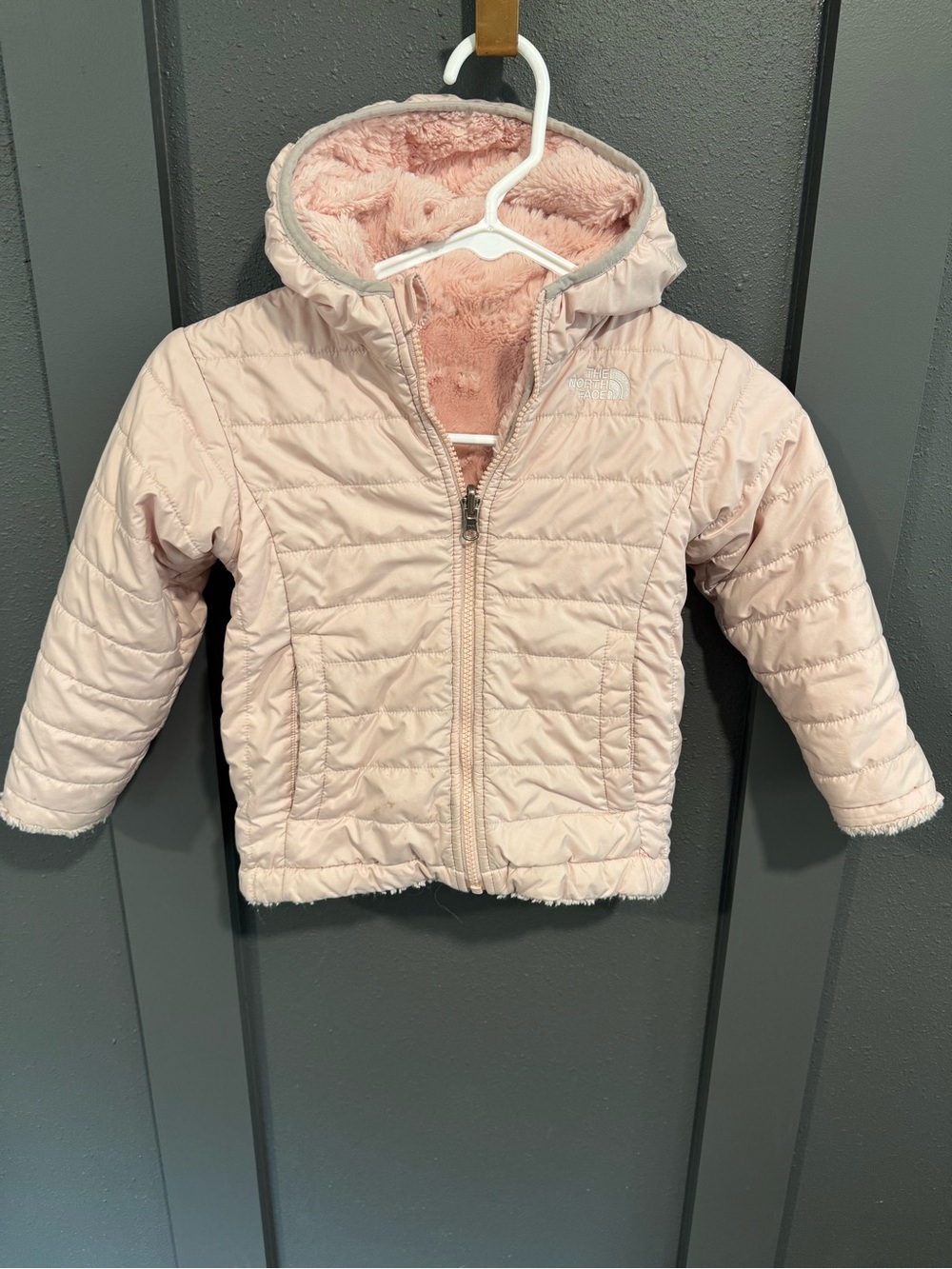 The North Face Girls Light Pink Hooded Puffer Jacket